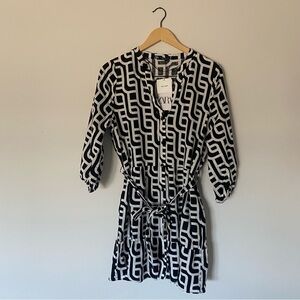 Zara Monochrome Linen Dress
